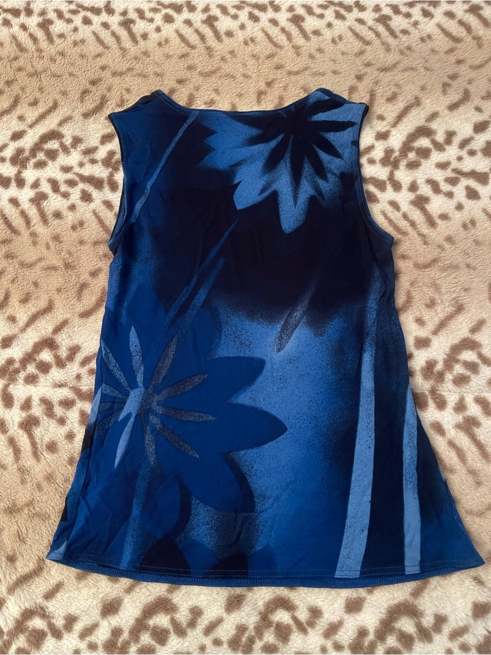 Versace istante Blue Floral Sleeveless Tank Top